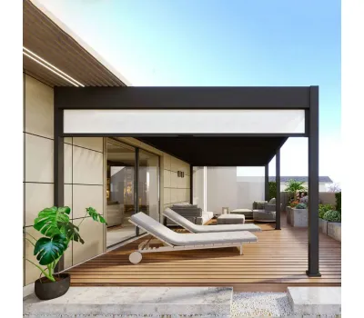 Пергола Aquaviva Авангард Отдельностоящая (руч. упр. ламелями) 5.3X3.6м RAL 7015 (Антрацит)