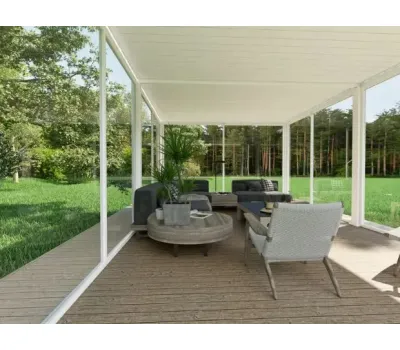 Пергола Aquaviva Авангард с креп. к стене (ламели с электропр.) 7.2X3.6м RAL 7015 (Антрацит)