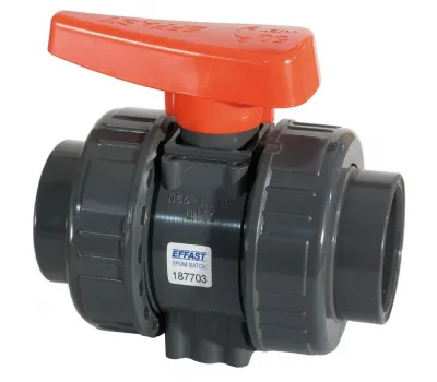 Кран шаровый промышленный ПВХ Effast BDRBK1D0750 серии "BK1" с муфтовым окончанием, d75 мм Кран шаровый промышленный ПВХ Effast BDRBK1D0750 серии "BK1" с муфтовым окончанием, d75 мм