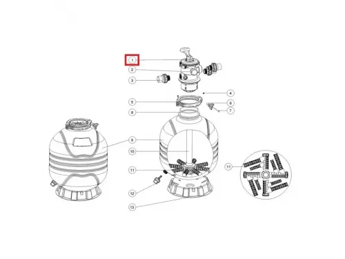 Кран шестиходовой Emaux 1.5'' с верхним подключением Т/MFV (88281550B)