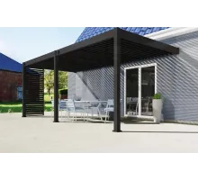 Пергола Aquaviva Модерн с креп. к стене (ламели с электропривод.)  3X3м RAL 9016 (Белая)