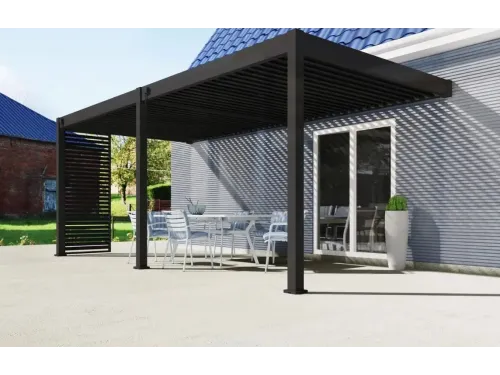 Пергола Aquaviva Модерн с креп. к стене (ламели с электропривод.)  3X3м RAL 9016 (Белая)