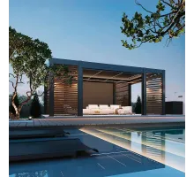 Пергола Aquaviva Элит Отдельностоящая (ламели с электроприводом) 3.6X4.0м RAL 7015