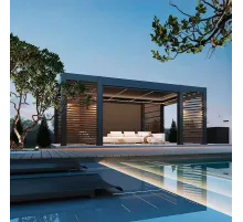 Пергола Aquaviva Элит Отдельностоящая (ламели с электроприводом) 3.6X4.0м RAL 7015