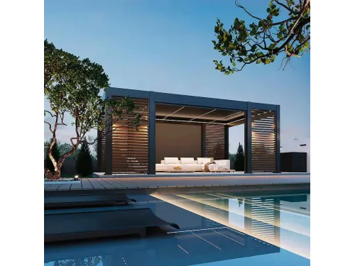 Пергола Aquaviva Элит Отдельностоящая (ламели с электроприводом) 3.6X4.0м RAL 7015