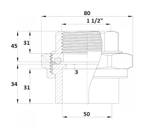 Накидная муфта Gemas ПВХ-латунь 50мм x 1 1/2" ВР (для титана) (133454)