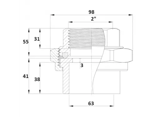 Накидная муфта Gemas ПВХ-латунь 63мм x 2" ВР (для титана) (133455)