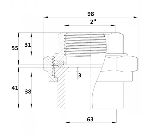 Накидная муфта Gemas ПВХ-латунь 63мм x 2" ВР (для титана) (133455)