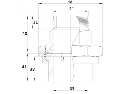 Накидная муфта Gemas ПВХ-латунь 63мм x 2" НР (133475)