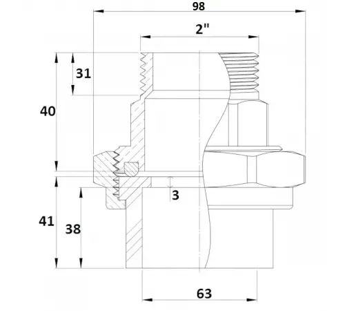 Накидная муфта Gemas ПВХ-латунь 63мм x 2" НР (133475)