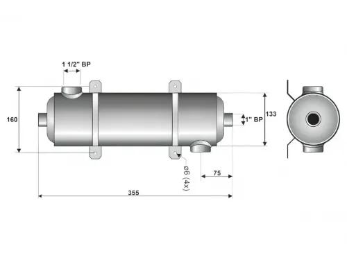 Теплообменник 40 кВт (вертик.) Laswim MF-135 (AISI-304)