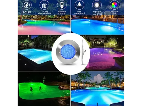 Прожектор  встраиваемый из нерж. стали (6Вт/12В) LED RGB с пультом Tadpole JKD-UT110-2SP