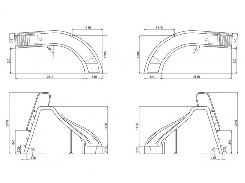 Горка композитная (поворот вправо, высота 1,78 м.) с форсункой ТМ Лагуна Пулс