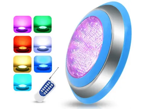 Прожектор накладной из нерж. стали рамка синяя (18Вт/12В) LED RGB с пультом Tadpole JKD-YC230-SP