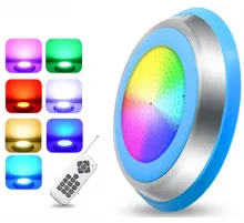 Прожектор накладной из нерж. стали рамка синяя (25Вт/12В) LED RGB с пультом Tadpole JKD-YC300-SP