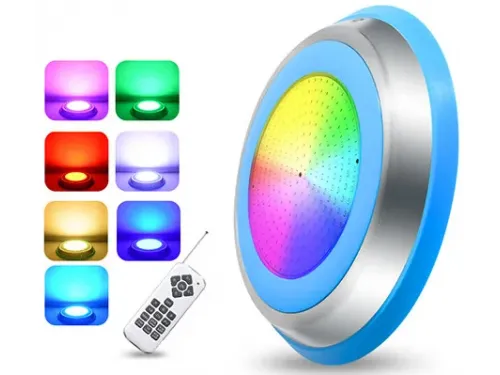 Прожектор накладной из нерж. стали рамка синяя (35Вт/12В) LED RGB с пультом Tadpole JKD-YC300-SP
