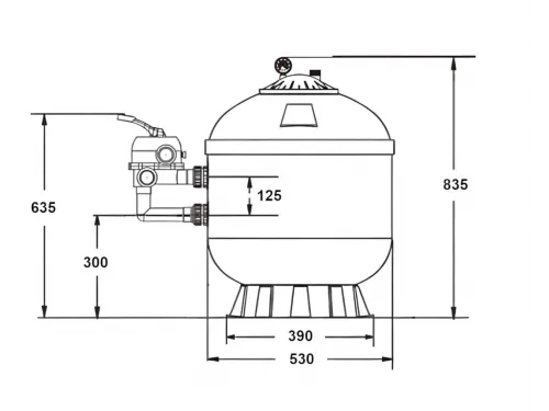 Фильтр 10,0 м3/ч AML LISBON 530мм с боковым вентилем 1 1/2" (LAS550)