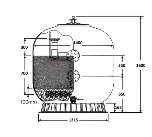 Фильтр  77м3/ч Laswim WL-CCG 1400мм мотаный фланец 110мм (WL-CCG1400)