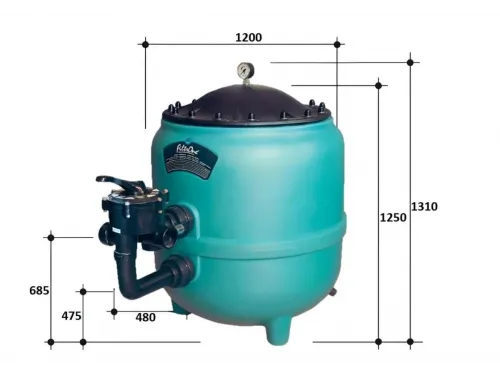 Фильтр  56м3/ч Gemas FILTRONE L 1200мм черная крышка 400 без бокового вентиля 2 1/2" (021816LL)