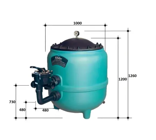 Фильтр  39м3/ч Gemas FILTRONE L 1000мм черная крышка 400 без бокового вентиля 2 1/2" (021817LL)