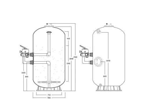 Фильтр 31,5 м3/ч AML WASHINGTON-1.0 900мм М1 с боковым вентилем 2" +Люк400+См.ок (WASH900-1900-1.0)