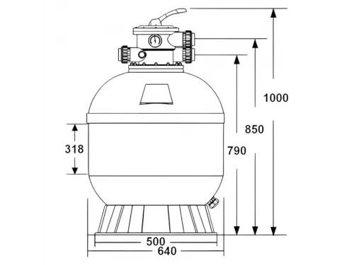 Фильтр 16,5 м3/ч AML LYON 640мм с верхним вентилем 1 1/2" (LA650)