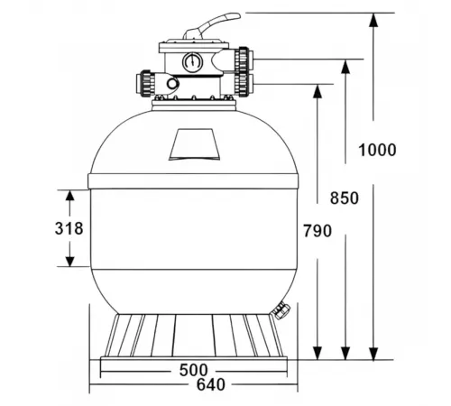 Фильтр 16,5 м3/ч AML LYON 640мм с верхним вентилем 1 1/2" (LA650)