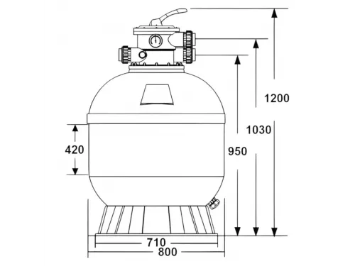 Фильтр 25,0 м3/ч AML LYON 800мм с верхним вентилем 2" (LA800)