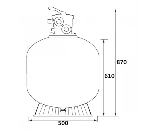 Фильтр  10м3/ч Jazzi T-Series 500мм мотаный c верхним вентилем 1 1/2" (040121)