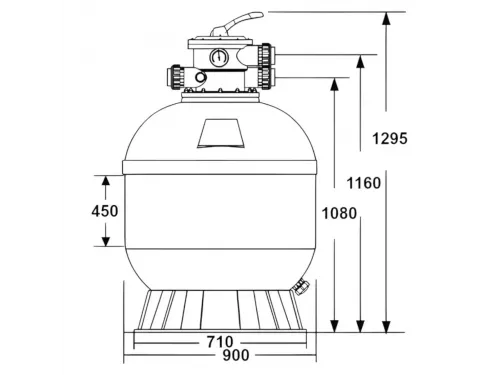 Фильтр 32,0 м3/ч AML LYON 900мм с верхним вентилем 2" (LA900)