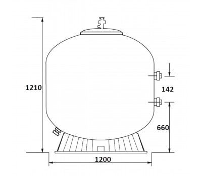 Фильтр  56м3/ч Jazzi S-Series 1200мм мотаный c боковым вентилем 2" (040248)