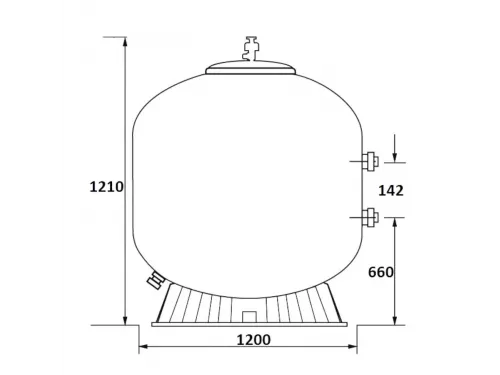 Фильтр  56м3/ч Jazzi S-Series 1200мм мотаный c боковым вентилем 2" (040248)