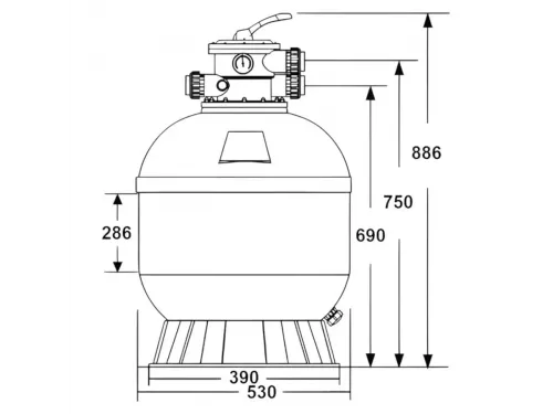 Фильтр 10,0 м3/ч AML LYON 530мм с верхним вентилем 1 1/2" (LA550)