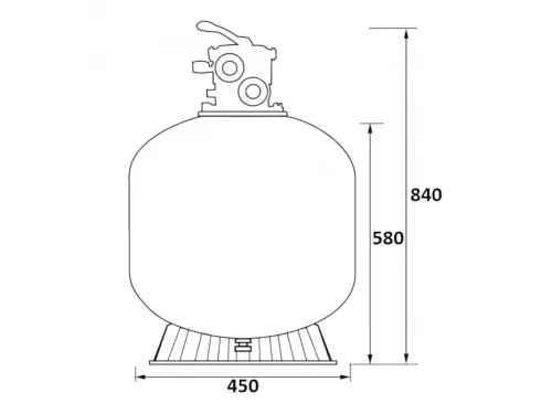 Фильтр   8м3/ч Jazzi T-Series 450мм мотаный c верхним вентилем 1 1/2" (040118)