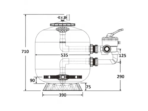 Фильтр  11,5м3/ч Laswim P-CG 535мм пластиковый с боковым вентилем 1 1/2" (P-CG500)