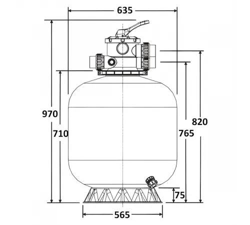 Фильтр  16м3/ч Laswim P-DG 635мм пластиковый с верхним вентилем 1 1/2" (P-DG650)