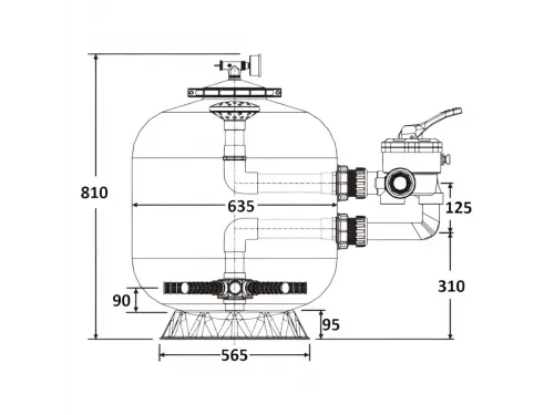 Фильтр  16м3/ч Laswim P-CG 635мм пластиковый с боковым вентилем 1 1/2" (P-CG650)