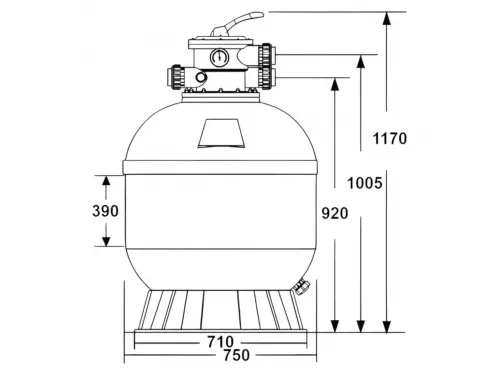 Фильтр 22,0 м3/ч AML LYON 750мм с верхним вентилем 2" (LA750)