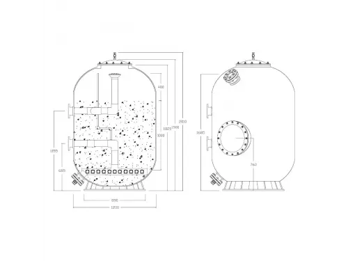 Фильтр AML SANTIAGO-1.0 1200мм мотаный М1 фланец 90мм +Люк400+См.окно (CAH1200-1900-1.0)