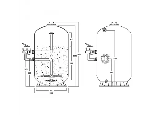 Фильтр 39,0 м3/ч AML WASHINGTON-1.0 1000мм М1 с боковым вентилем 2"+Люк400+См.ок (WASH1000-1900-1.0)