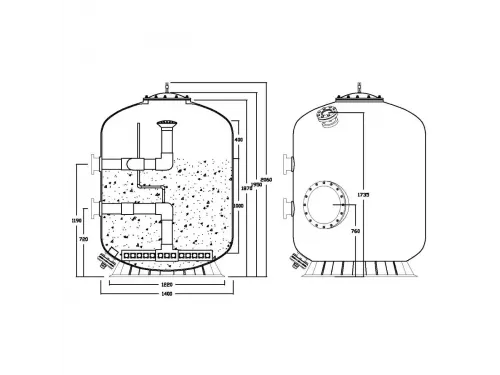 Фильтр AML SANTIAGO-1.0 1400мм мотаный М1 фланец 110мм +Люк400+См.окно (CAH1400-1950-1.0)