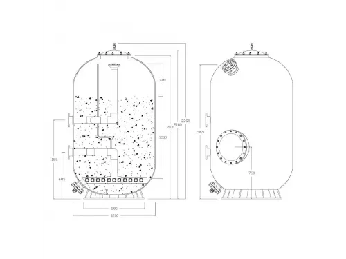 Фильтр AML SANTIAGO-1.2 1200мм мотаный М1,2 фланец 90мм +Люк400+См.окно (CAH1200-2180-1.2)