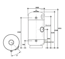 Фильтр 101м3/ч Gemas FILTREX-NORM PLUS 1800мм 5" М1,2 30м3/ч/м2 Дюз.дно+Люк+См.окно (021417)