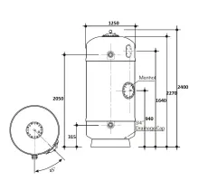 Фильтр  49м3/ч Gemas FILTREX-NORM PLUS 1250мм 3" М1,2 30м3/ч/м2 Дюз.дно+Люк+См.окно (021414)