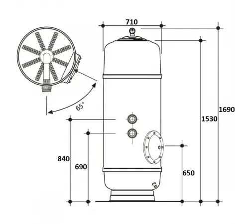 Фильтр  20м3/ч Gemas FILTREX HB 710мм М1 с боковым вентилем 2" (021313HB)