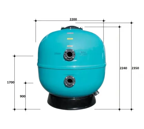 Фильтр 190м3/ч Gemas NEPTUNE COMMERCIAL 2200мм М1 фланец 200 мм черная крышка 400 (021220)