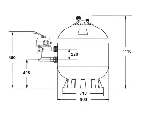 Фильтр 32,0 м3/ч AML LISBON 900мм с боковым вентилем 2" (LAS900)