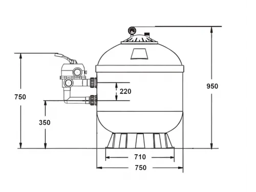 Фильтр 22,0 м3/ч AML LISBON 750мм с боковым вентилем 2" (LAS750)