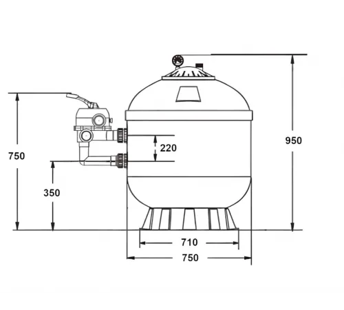 Фильтр 22,0 м3/ч AML LISBON 750мм с боковым вентилем 2" (LAS750)