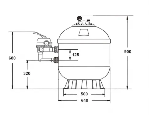 Фильтр 16,5 м3/ч AML LISBON 640мм с боковым вентилем 1 1/2" (LAS650)